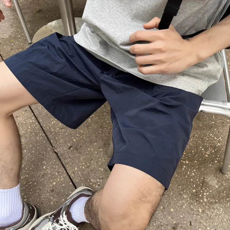 藏青色美式运动短裤男款夏季户外透气冰丝速干裤子篮球健身五分裤