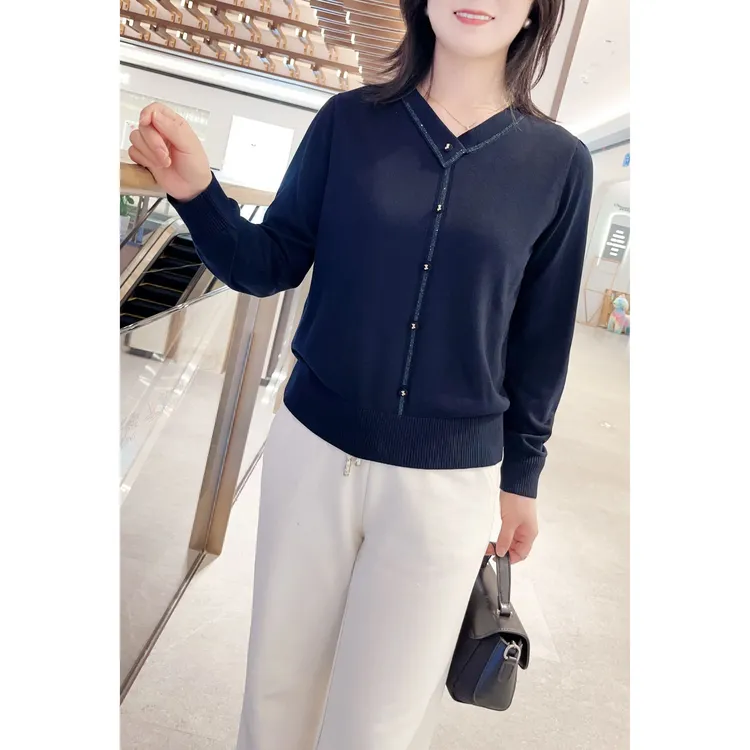 莱赛尔纤维（天丝）时尚宽松通勤显瘦洋气休闲气质女士长袖针织衫