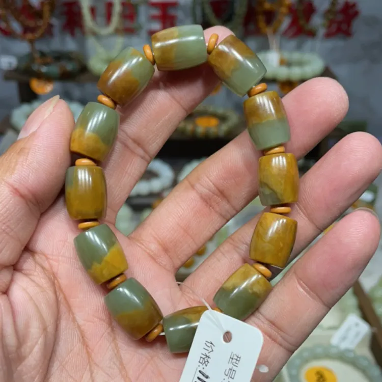 和田玉卡12桶珠手串