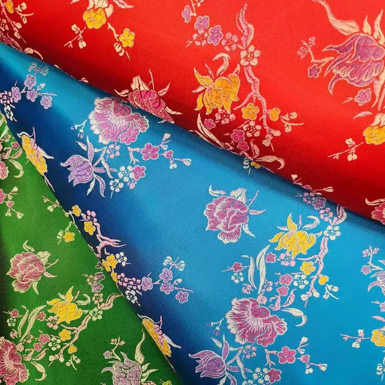 石榴花织锦缎布料汉服装饰棉袄老人增寿服手工包装香囊香包尼龙