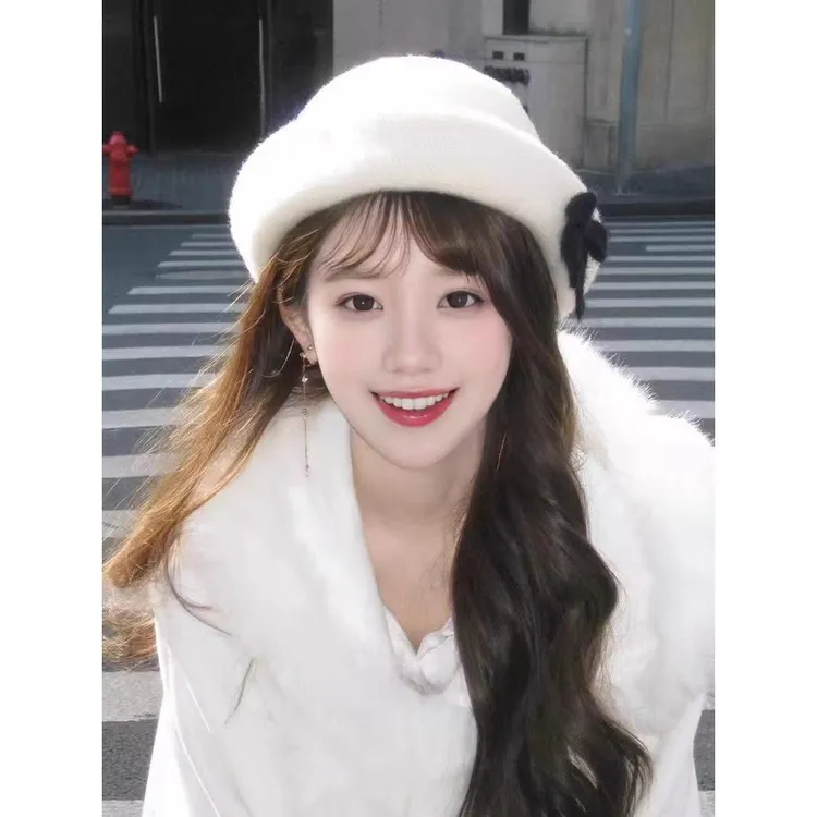 法式赫本千金帽子蝴蝶结女冬季显脸小优雅千金风渔夫帽学院风礼帽