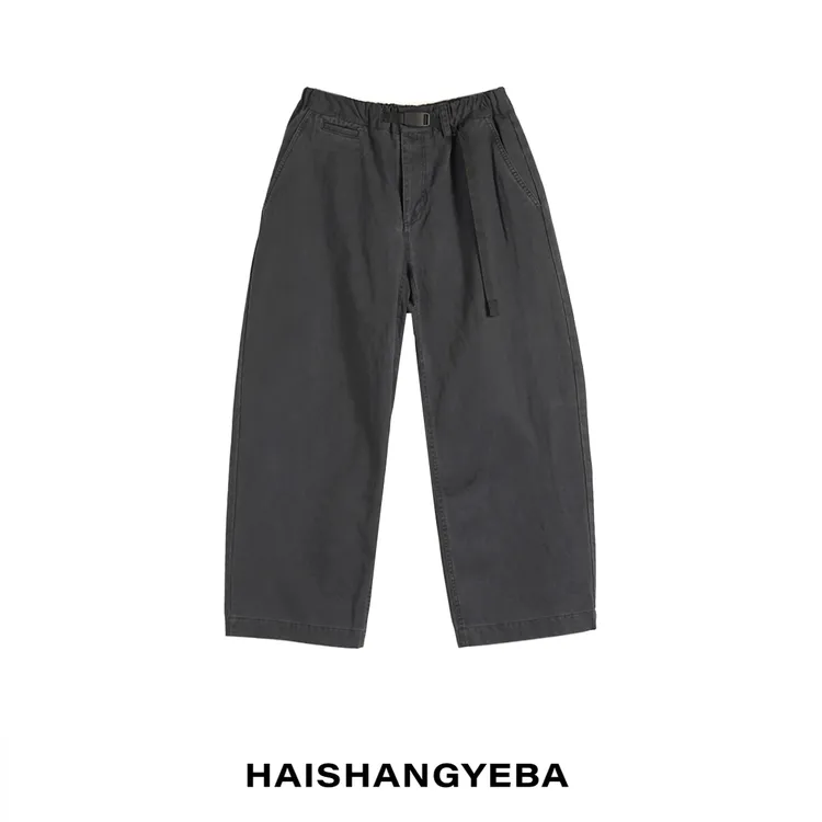 【海上叶爸】新款2025春夏百搭棉中高腰男女同款宽松阔腿休闲裤