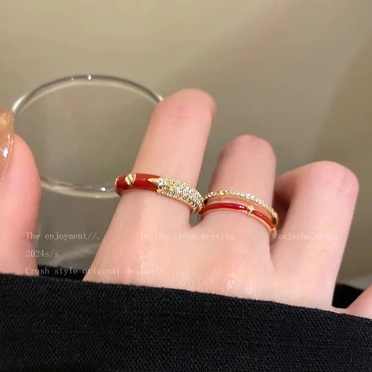 铜合金戒指 灵蛇芒星交叉戒指女秋冬2025新款本命年食指戒指环潮