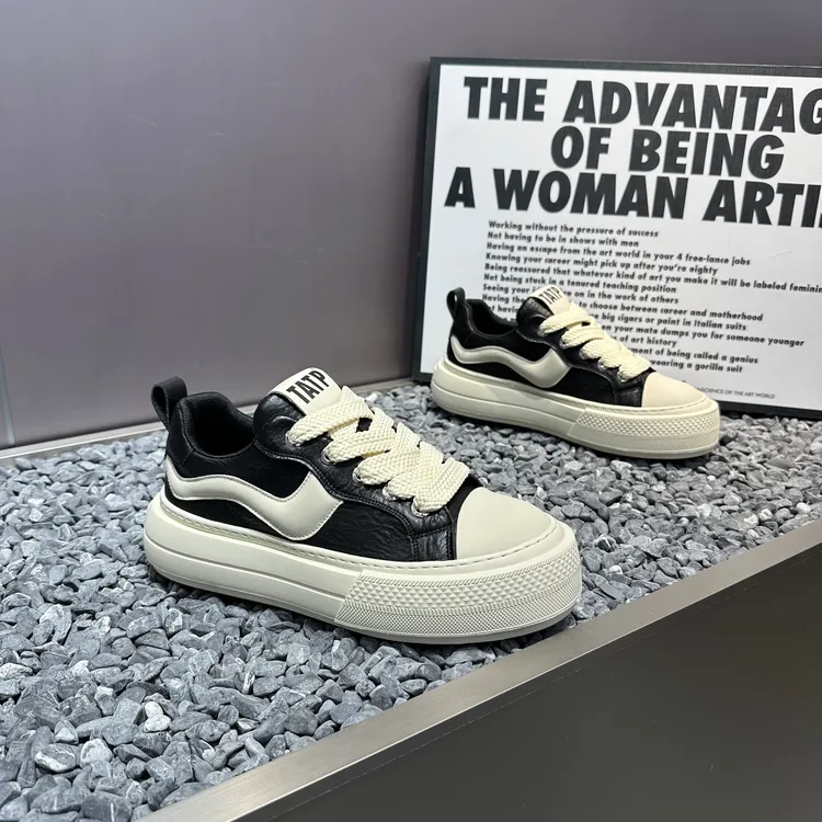 2025男士秋季系带透气厚底运动鞋休闲板鞋时尚饼干鞋韩版单鞋男鞋