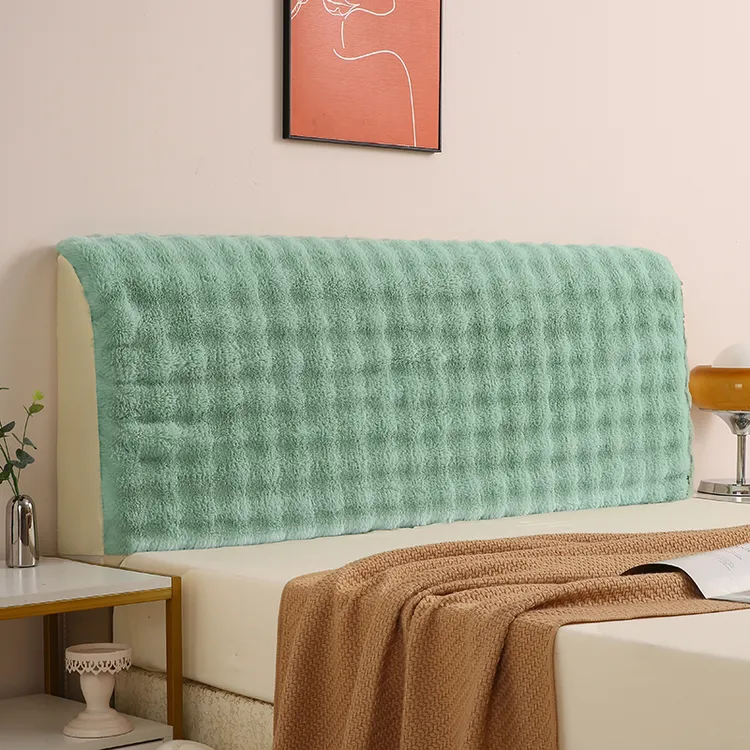 秋冬季毛绒款床头罩加厚弹力全包现代简约北欧木板床通用保护罩套