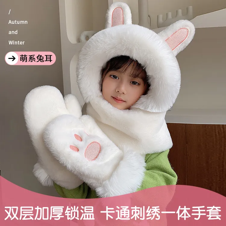 秋冬可爱女童围脖口罩一体毛绒保暖男宝套头护耳帽低价捡漏清单