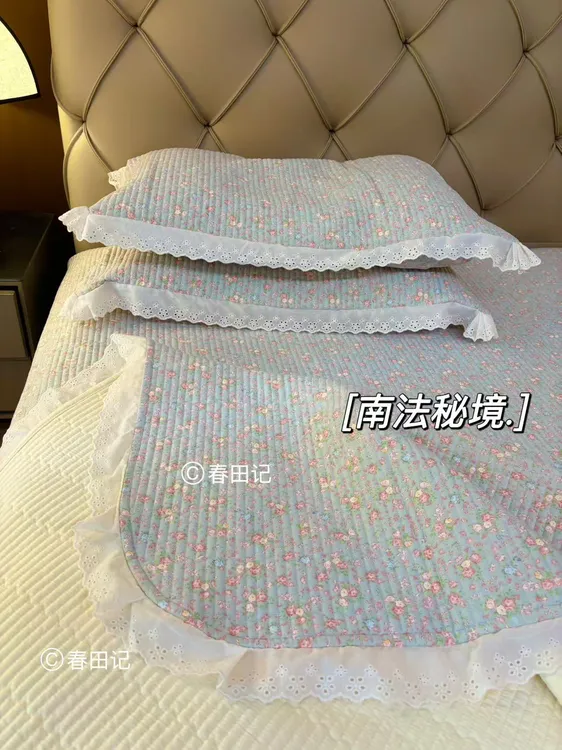 【春田记】新款针织棉床盖三件套