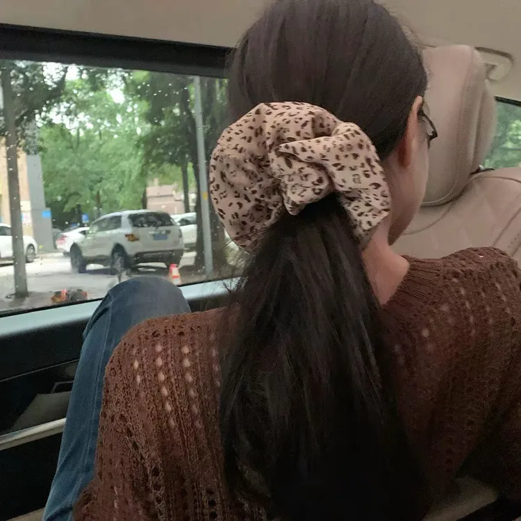 新韩系东大门豹纹面膜大肠圈高级感秋冬氛围感