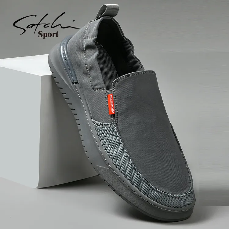 Satchi/沙驰男鞋2025新款冬季一脚蹬休闲帆布鞋男软底老北京布鞋