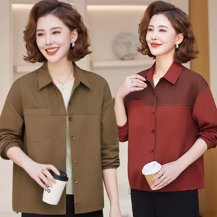 中年妈妈秋装2025早秋新款洋气阔太太上衣中老年人女装流光风外套