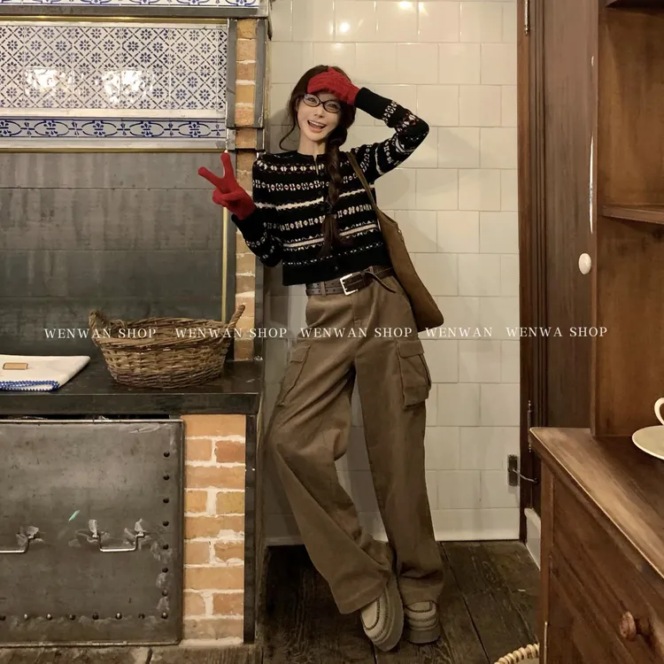 【复古解构】2色！加磨绒！灯芯绒工装裤百搭冬季新款休闲裤