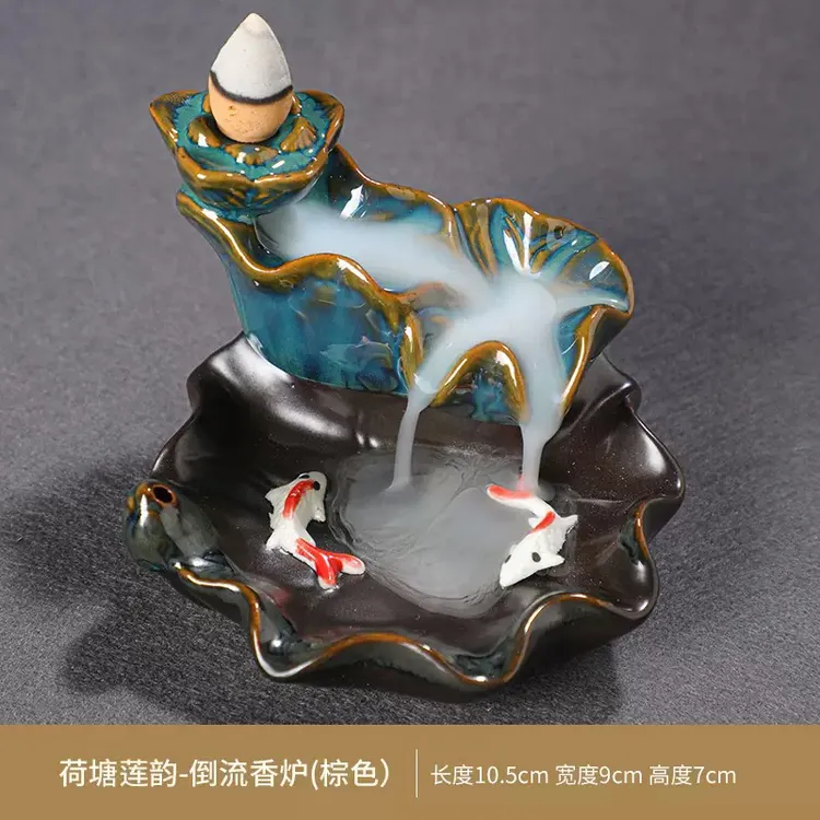 拉萨发货西藏包邮倒流香炉合金荷塘月色仿古莲花檀香炉摆件香薰炉