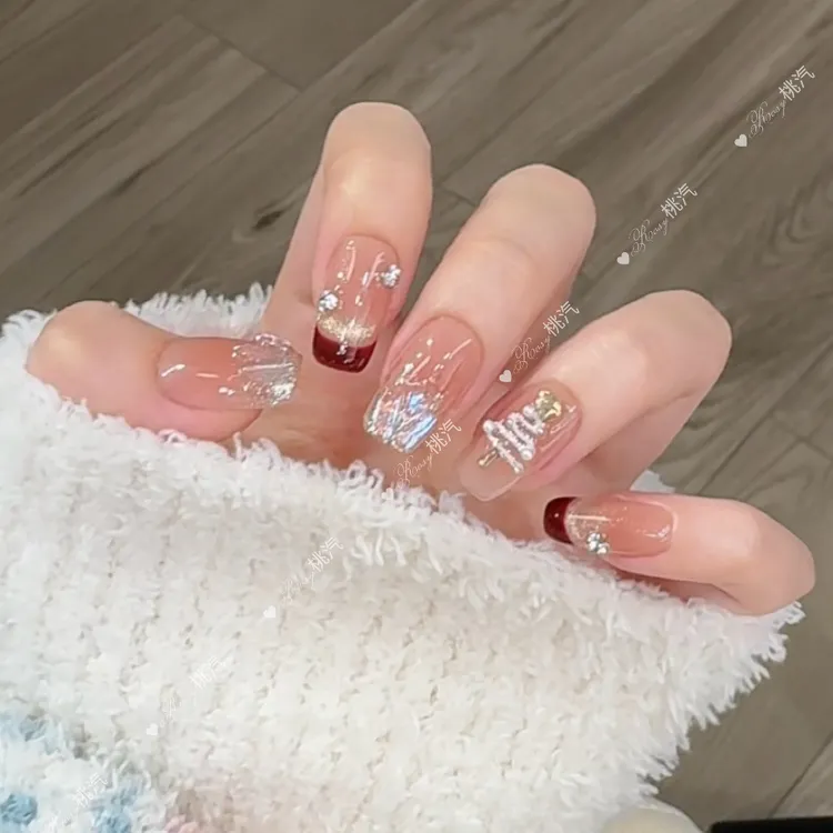 【圣诞派对】秋冬新款纯手工穿戴甲轻奢穿戴美甲贴短款显白百搭