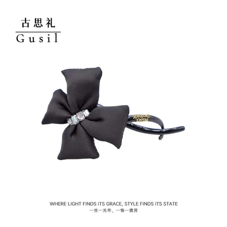 古思礼【简兮】韩系立体蝴蝶结显气质女黑色通勤日常全盘发扭扭夹