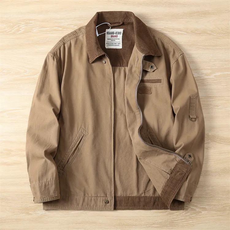 底特律工装外套男春秋款2025新款美式复古潮牌纯棉休闲男夹克痞帅