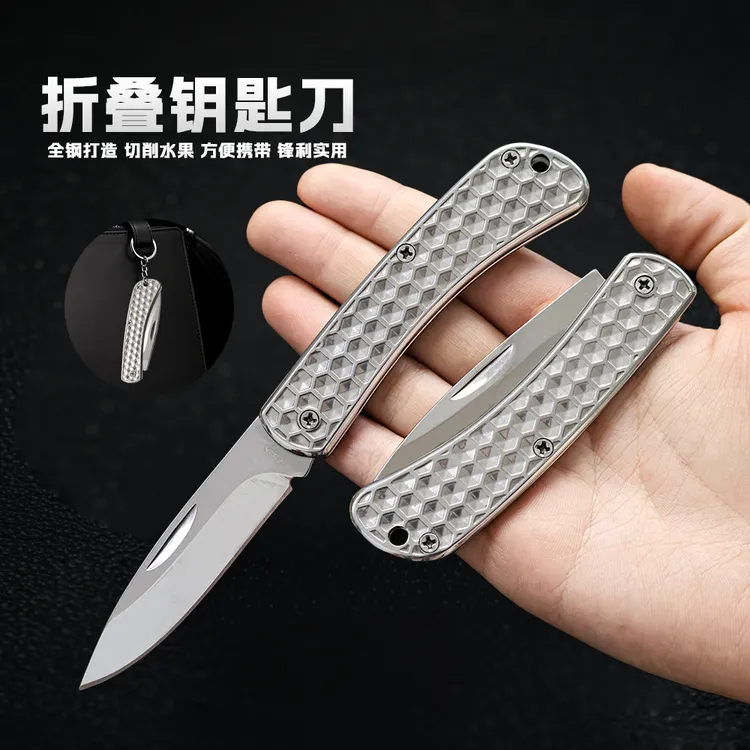 户外折叠刀不锈钢水果刀户外高硬度钥匙折刀迷你小刀便携随身多用