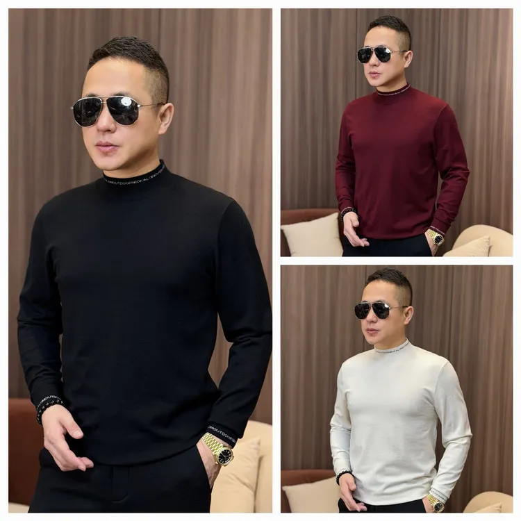 孙先生男装|绵羊毛混纺男款针织衫领口字母长袖时尚针织衫88205