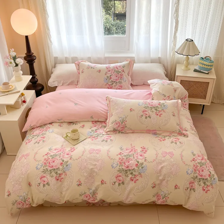 【2026新品】春秋100%全棉斜纹四件套纯棉小清新宿舍床上用品4件套