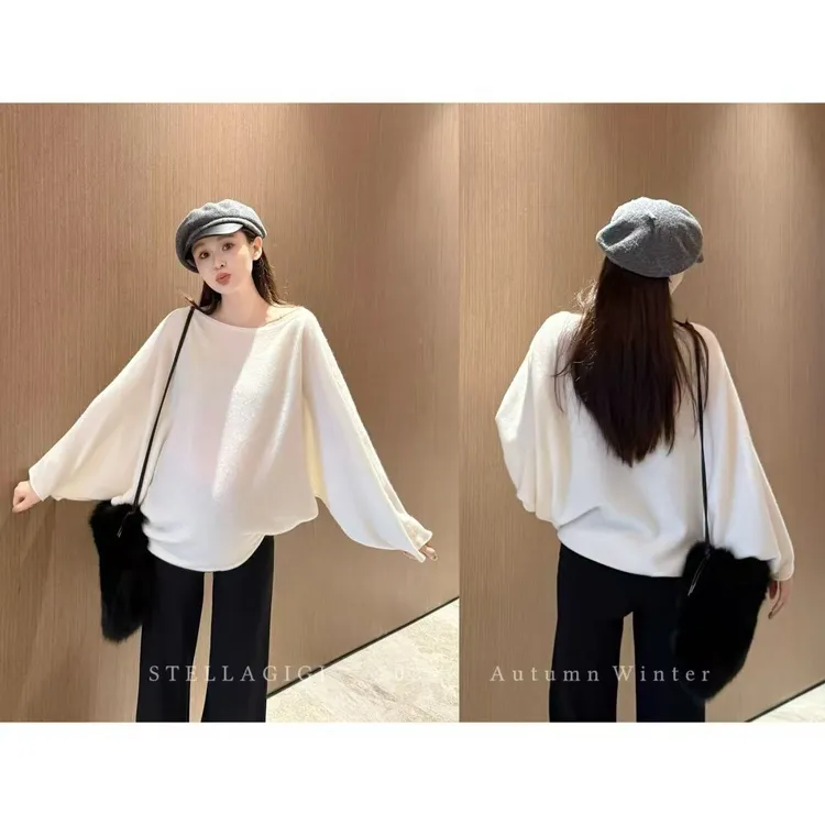 SG / 郭幂幂 AW 高定100%羊毛 不规则蝙蝠袖套头毛衣MY-20251677