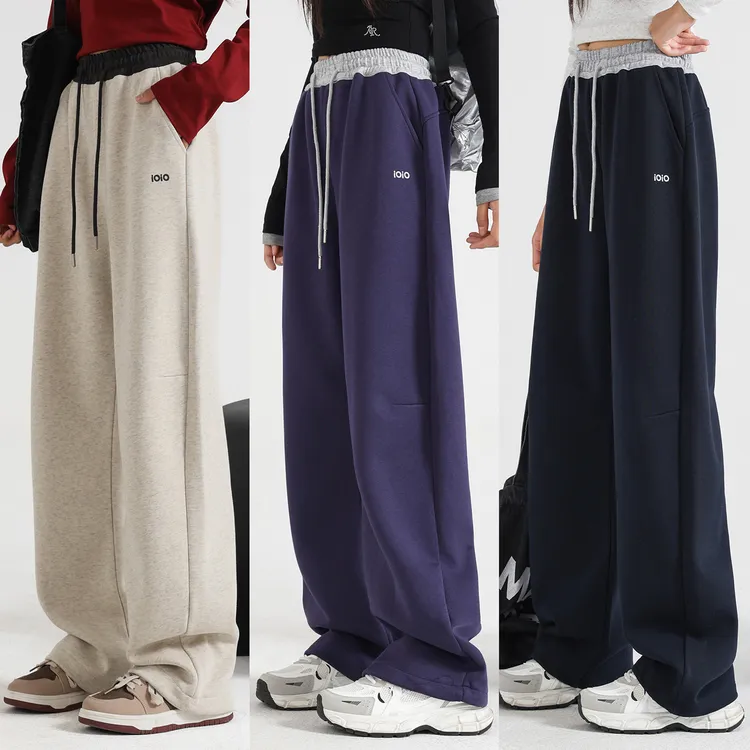 女大童加绒弯刀裤秋冬新款青少年初中生休闲运动卫裤女童加厚裤子