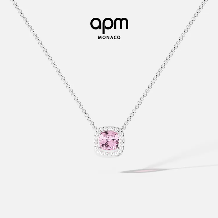 APM Monaco 玫瑰色密镶可调节项链轻奢时尚送女友明星同款饰品