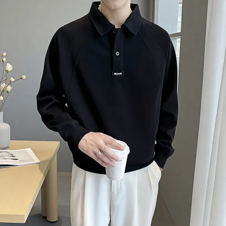 轻熟雅痞polo衫男款长袖翻领休闲百搭英伦痞帅25-35岁轻熟风男装