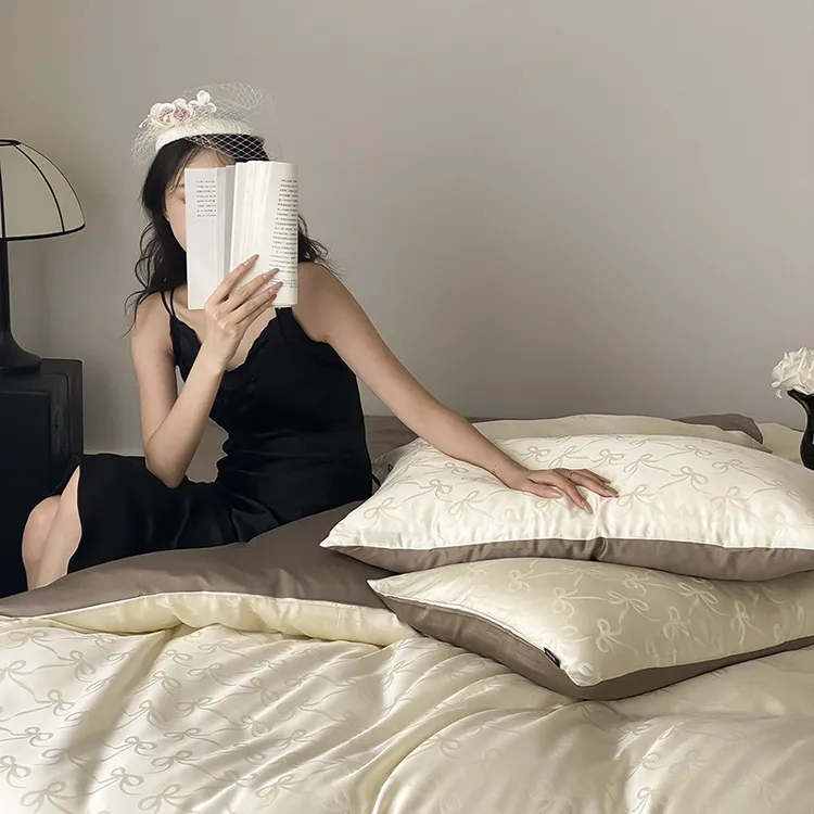 法式A类全棉贡缎大提花四件套100支长绒棉床单被套纯棉小清新套件