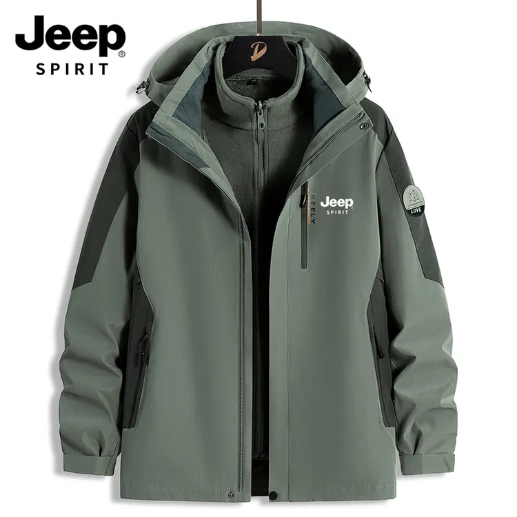 JEEP吉普男士冲锋衣秋冬2025新爆款保暖加绒加厚百搭夹克防风外套