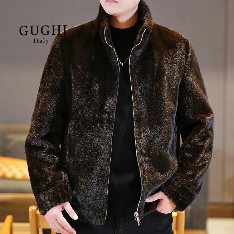 2025年新款欧货男士外套冬季时尚休闲精品保暖双面穿夹克皮衣