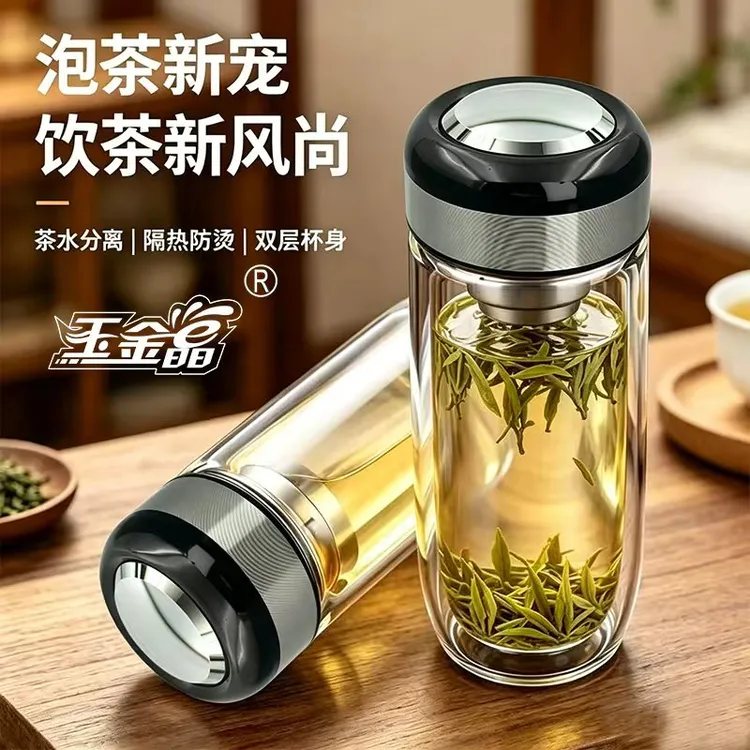 黑武士鹅蛋杯加厚单双层玻璃杯大容量男女茶杯泡茶杯隔热喝水杯商品图