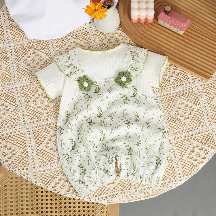 【童泰款】装宝宝时尚连体衣短袖三角哈衣新生幼儿夏季薄款休闲