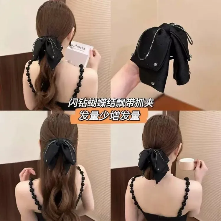 巴黎王妃幽情时尚蝴蝶结抓夹2025新款轻奢后脑勺发夹马尾夹头饰女