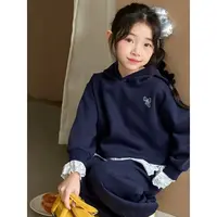 2025555  秋季新款假两件亲子拼接蕾丝运动套装女