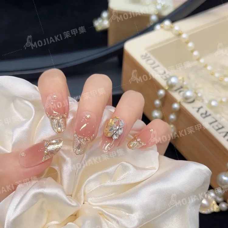 【巴黎往事】法式镶钻穿戴甲轻奢ins设计高级显白可拆卸日常美甲