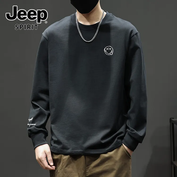 JEEPSPIRIT吉普男士卫衣圆领套头秋季新款潮牌宽松休闲上衣打底衫