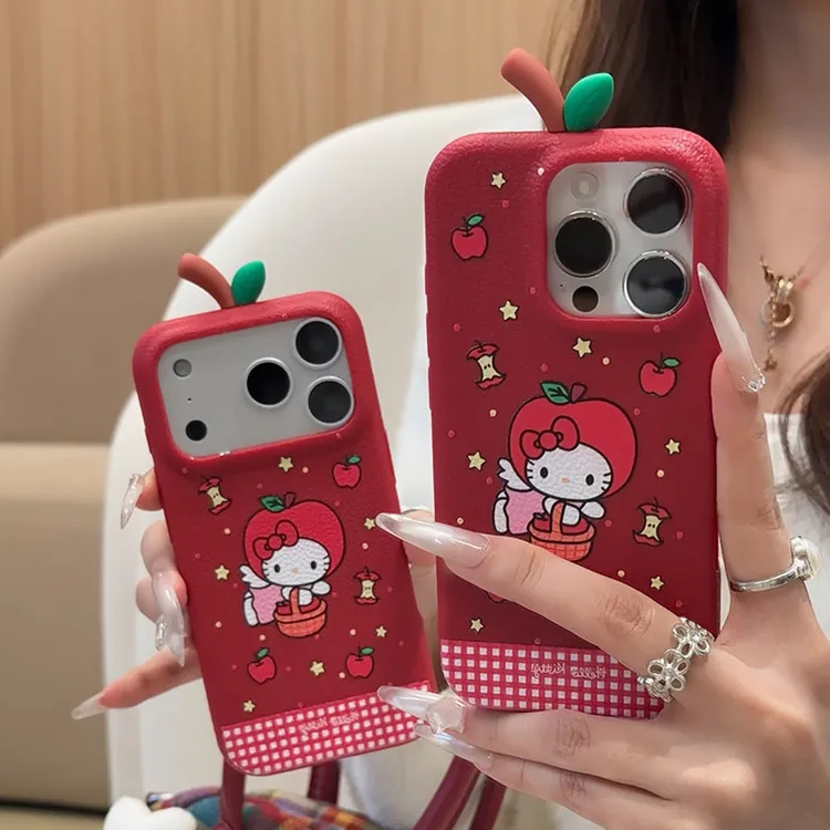 雅天立格纹立体苹果枝KT适用苹果17/15手机壳16华为oppo小米vivo