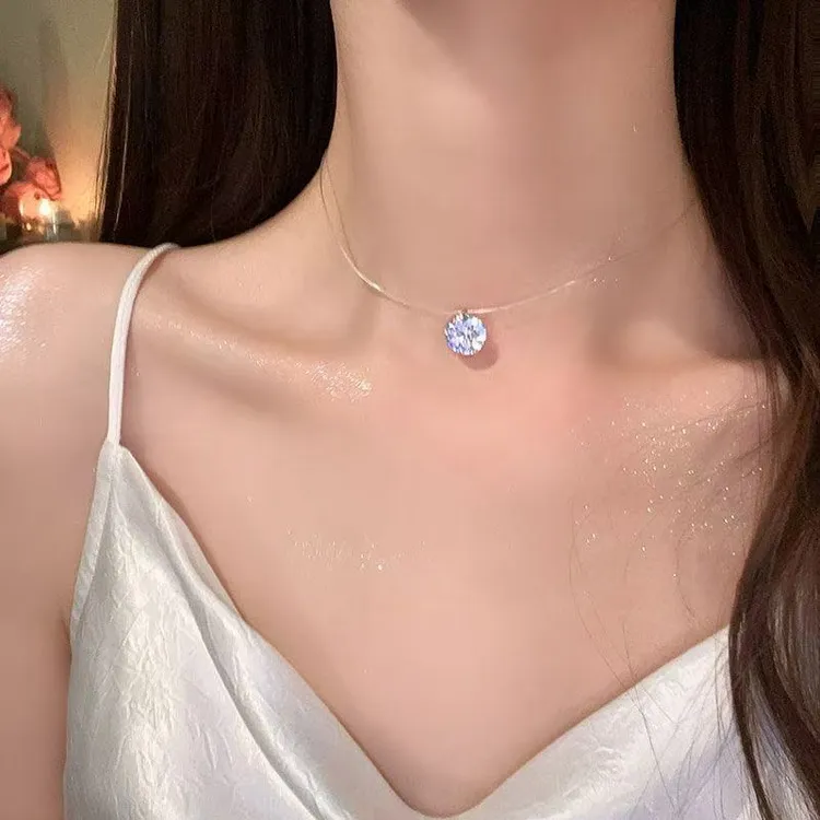 人鱼之泪~闪钻项链女款2025新款高级感轻奢小众精致锁骨链颈链夏