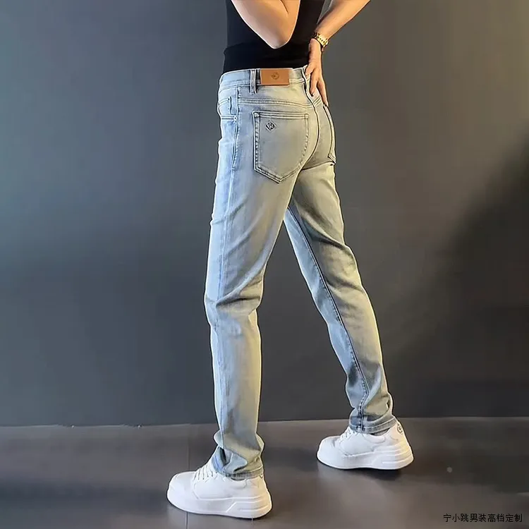 潮流新款大码男士轻奢风微修身高级质感潮牌直筒牛仔裤休闲时尚潮