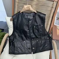 ZM25年新款口袋设计款休闲单排扣个性圆领短款马甲8817