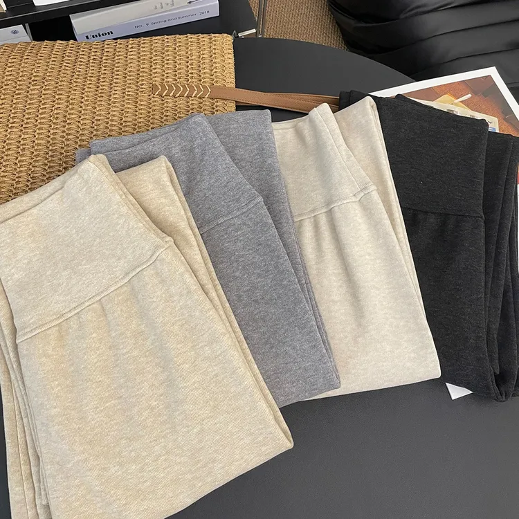 孕妇裤2025新款秋冬加绒加厚外穿宽松垂感微喇叭裤无托腹糯米裤秋