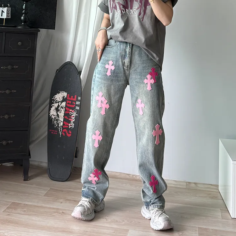 春秋高品质男士潮牌牛仔裤潮流时尚男女同款休闲长裤水洗百搭潮