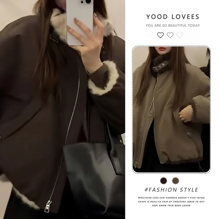 韩系时尚百搭两面穿短外套上衣女2025冬季新款独特时尚休闲短外套