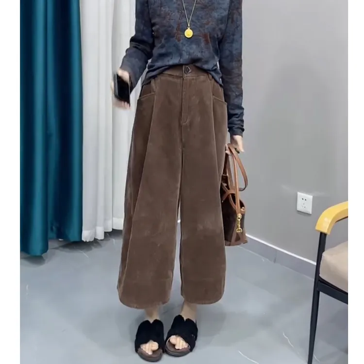 小个子休闲裤女2025年秋季新款裤子爆款时尚高腰灯芯绒宽松阔腿裤