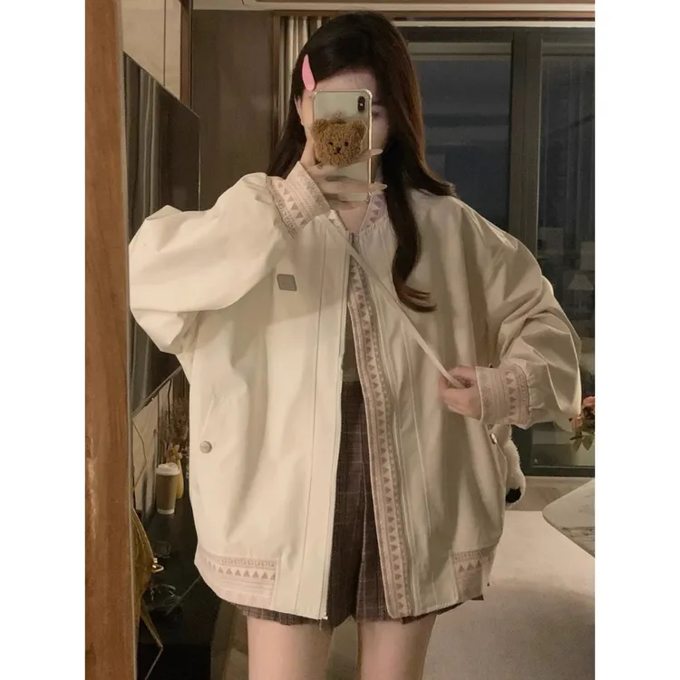 美式复古民族风夹克男女春秋季新款棒球服外套国潮休闲宽松上衣