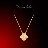 AIAX 925银 镀K金 【2025春节】手工拉丝四叶复古项链TSJ9408