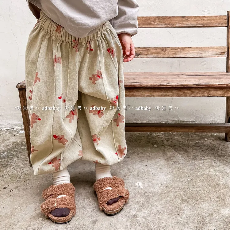 2025春款新款儿童韩版春季水洗棉哈伦裤女童男童休闲裤子