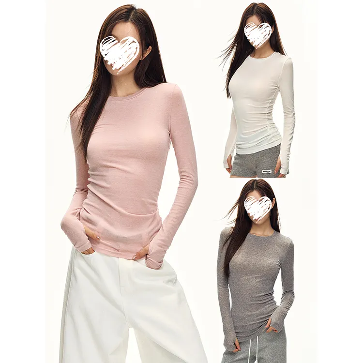 【木木专属】秋季新款修身显瘦打底衫纯色长袖T恤女 60523