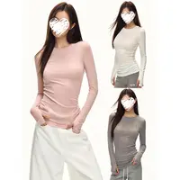 秋季新款修身显瘦打底衫纯色长袖T恤女女装60523