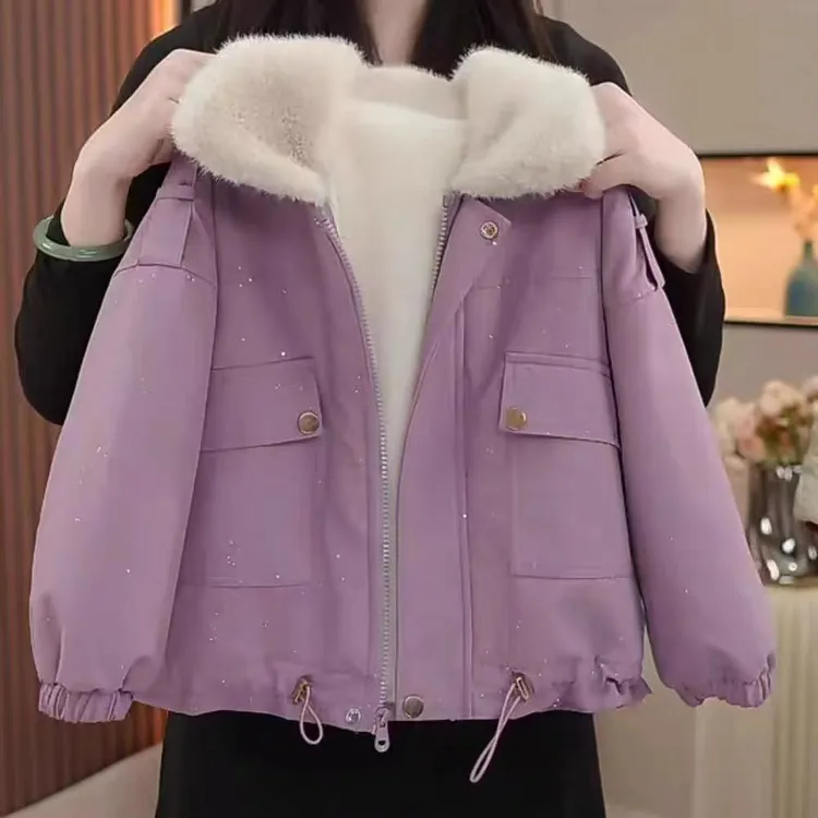 女童装秋冬款外套2025新款中大童夹棉加绒派克服儿童洋气上衣