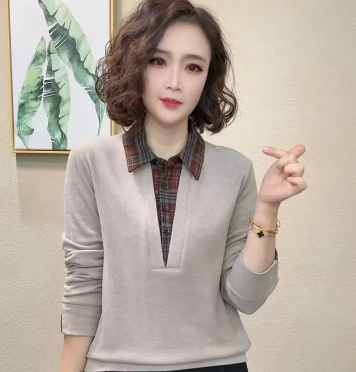 2025洋气百搭新款时尚减龄显瘦气质女冬季打底衫长袖女上衣#35801